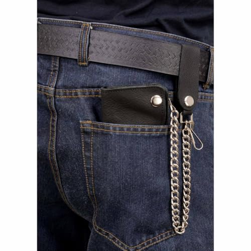 Milwaukee Leather MLW7883 Men's 6” Black Premium Leather Soft Biker Wallet - Bi-Fold Anti-Theft Stainless Steel Chain - One Size2