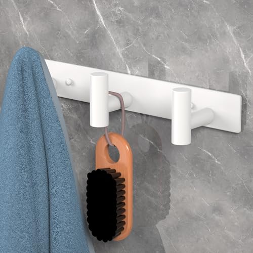 Image of PMMASTO Stainless Steel Coat Rack Wall Mounted, Heavy Duty Metal Hook Rail for Hanging Coats Hats Towels Robes Bags, Modern Wall Hooks Organizer (White, 3 inchT Hooks, 1PACK)