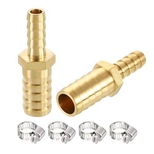 Image of Rebower 2Pcs Brass Hose Barb Adapter Fitting Union 16mm Barb to 15mm