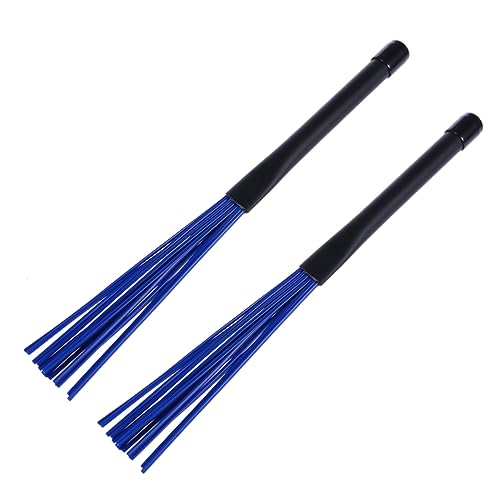 Baquetas retráctiles para batería UPKOCH, 1 par, para jazz y rock, con mangos telescópicos y cabezales de nailon, colores azul y negro miniatura 1
