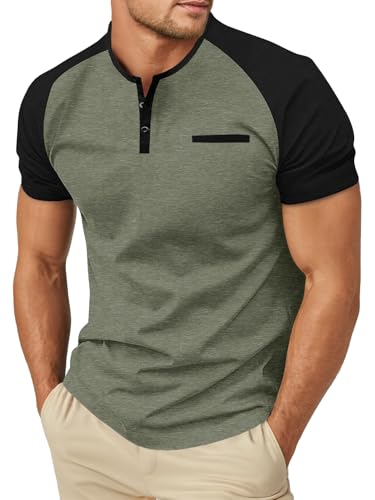 Image of Sailwind Men's Cotton Henley Short Sleeve Casual T-Shirts with Pocket