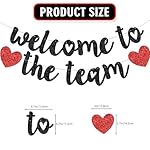 Black Glitter Welcome to the Team Banner, Hanging Swirls, Sign, Decorations for New Employee, Coworker, Teacher, Colleague, Staff, Team Member Office Party - Image 2