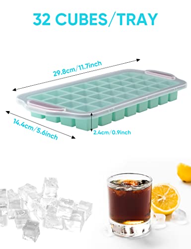 Ice Cube Trays With Lids, Food Grade Silicone Ice Cube Mold, Flexible Ice Cube Maker With Covers, Easy Release Ice Cube Maker For Freezer, Dishwasher Safe (1 Pack, 32 Cubes)) #TOP2