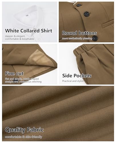 Image of LOLANTA 4Pcs Boys Formal Suit, Kids Tuxedo Vest for Wedding Birthday Party Dress Suits with Shirt and Tie for 3-13 Years