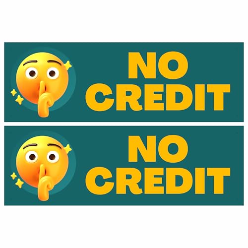 Image of No Credit Sign Board Sticker (20.5 x 7 CM) - Pack of 2 | Peel & Stick with 4 Corner Holes | Business Shop Display Sign for Stores, Retail Shops & Offices (No Credit, Small - 20.5 X 7 CM)