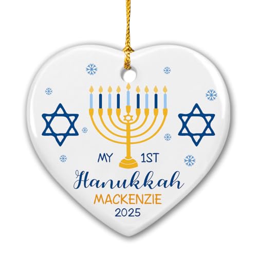 Cenluxy Personalized Baby's First Hanukkah Ornament