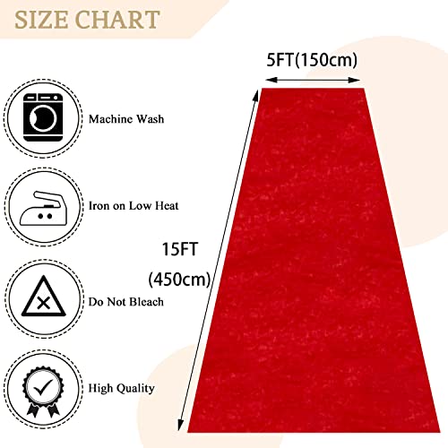 MODFUNS Wedding Aisle Runners Red Carpet Runner for Party 5x15FT Velvet Runner Wedding Aisle Runway Rug with Carpet Tapes Classic Aisle Carpet for Ceremony Stage Anniversary Runway