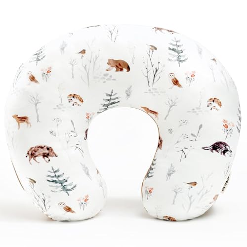 Image of GRSSDER Nursing Pillow Cover Stretchy Minky Removable Nursing Covers for Breastfeeding Pillows, Ultra Soft Comfortable Slipcover for Boy and Girls, Jungle Animals