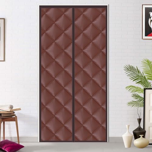Cortina de puerta magnética de algodón con aislamiento térmico de 70 x 200 cm para invierno, aislamiento acústico y reducción de ruido, cortina de puerta aislante térmico