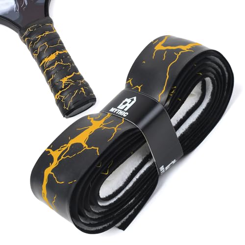 DH Mythic Replacement Grip for Pickleball & Tennis | Anti-Slip, Ultra-Durable, Sweat-Resistant Pickleball Wrap (Lightning Series, Black with Yellow Lightning)
