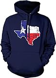 'Texas State Flag Map - USA Unisex Hoodie Sweatshirt (Navy, Medium)'