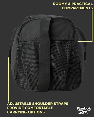 Reebok Duffle Bag - Carry On Gym Bag for Workout and Travel Duffel Bags - Small Size Overnight Bags for Women and Men, Size Small, Aleph Black4