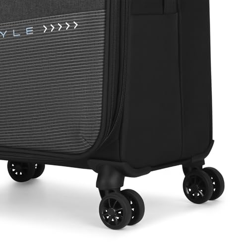 Image of Skybags Genesis Medium Size Soft Luggage (69Cm) | Soft Luggage Trolley with 8 Wheels and 3 Digit Combination Lock | Black | Unisex
