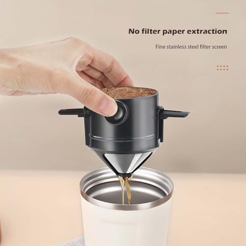 Image of Filter Coffee Machine with Bottom Cup, Stainless Steel Reusable Coffee Filter, Portable Coffee Maker for Home, Office, Travel and Camping, Coffee Dripper with Easy Clean Design