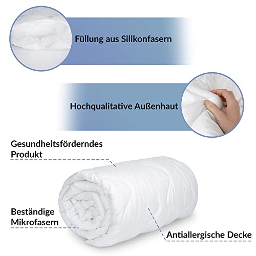 Bettdecke 135x200-Steppdecke 100% Mikrofibra-weiche und warme Sommerbettdecke-Allergiker-Bettdecke für den Sommer-Oberbett resistent gegen Hausstaubmilben-daunenunverträgliche Schlafdecke, Weiß - Image 3