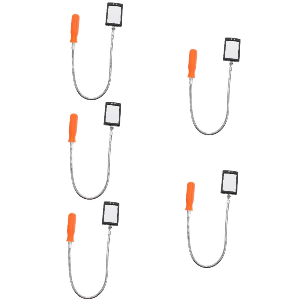 Unomor 5pcs Flexible Inspection Mirror Light Rotation Extendable Magnified for Vehicle Checking