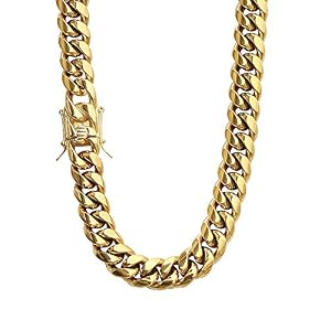 Mens Heavy Miami Cuban Link Chain Choker 14k Gold Plated Hip Hop Thick Stainless Steel 8mm-16mm Necklace/Bracelet