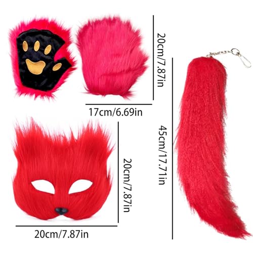 Masque d'Halloween animal de mascarade avec gants et queue - 5
