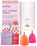 Menstrual Cups with Sterilizer - Ranked 1 for Most Comfortable Soft Reusable Period Cup - Kills 99.9% of Germs with Cleaner Steamer - Wash Your Cup in 3 Minutes! - Compact Sanitizer Kit
