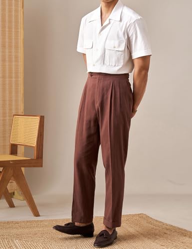 Men's Casual Linen Pants Drawstring Beach Summer Classic Trousers Lightweight Pant4