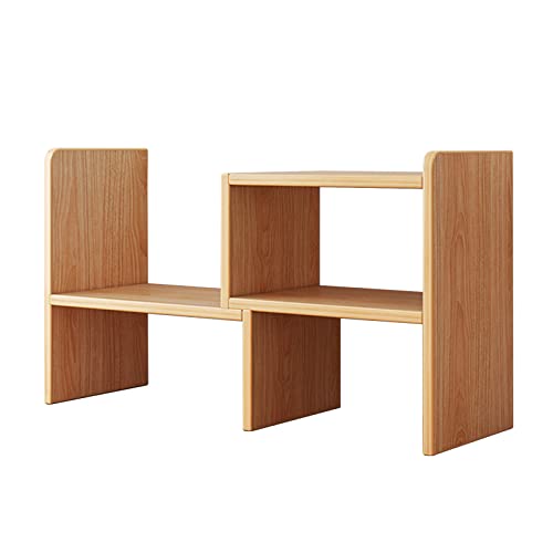 KMQRDZi Libreria a più piani, scaffale, organizer da scrivania, piccolo organizer da scrivania, libreria, in legno, adatta per tavolo da lavoro, tavolo da ufficio, cucina, dormitorio (colore legno,
