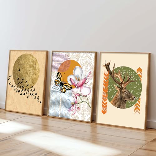 Image of kotart Paintings Modern Art Wall Decor Framed Paintings for Bedroom Room Living Room - Framed Wall Posters /Paintings with Frame - Painting for Wall Decoration - Set of 3 - D (Art 5, 13x17 inch)