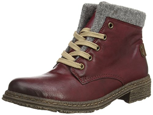 Rieker 74214, Botas Mujer, Rojo-Rot (Wine/Mogano/Grau / 35), 38 EU