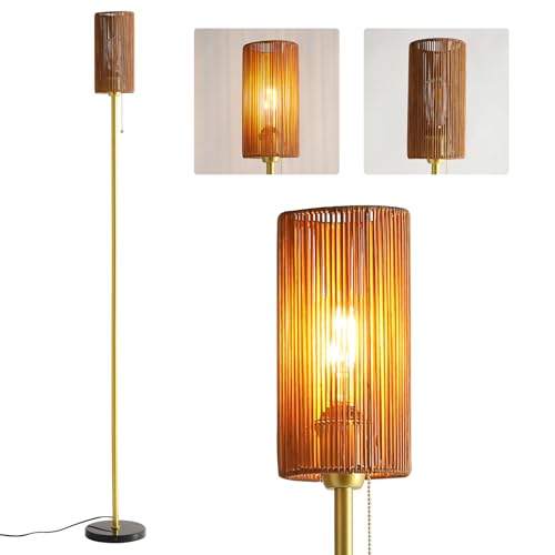Shingjiao 6202404 Rattan Floor Lamp Boho Floor Lamps For Living Room, Gold Floor Lamps Wicker Floor Lamp cover