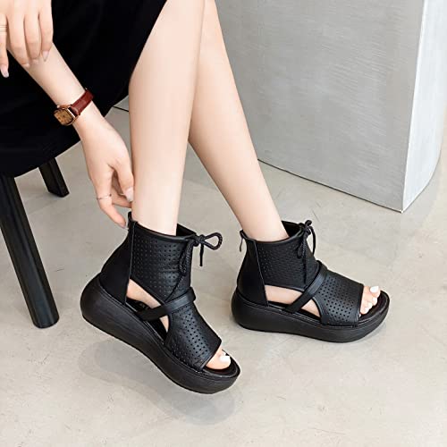 Women High Top Boot Sandals Open Toe Cutout Leather Sandals for Women3