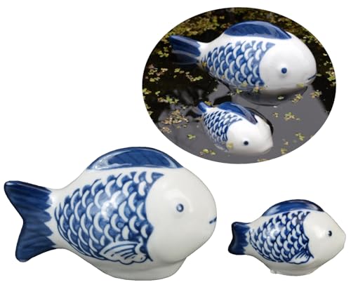 Generisch 2er Set Teichfiguren Fische Fisch Porzellan Schwimmtiere...