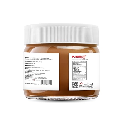 Image of Pureheart Choco Almond Nut Spread (110 gm) Delicious, Smooth and Creamy Snack, Nutty Chocolate Almond Spread for Breakfast