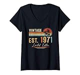 Womens 50 Year Old Gifts Vintage 1971 Limited Edition 50th Birthday V-Neck T-Shirt