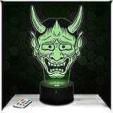Lampephoto.fr - Lámpara 3D Máscara Hannya Japonés Decoración Asia, Idea Regalo Hombre Mujer Objeto Máscara Hannya Japonés Luz Nocturna para Adultos Decoración de Cuarto, Regalo Navidad, Merchandising