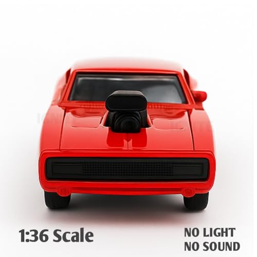 Image of 1:36 Scale Fast & Furious 7 Dodge Charger Toy Car - Die-Cast Alloy Pullback Model Vehicle with Openable Doors - Collectible Metal Racing Car Toy for Kids, Boys (Red)