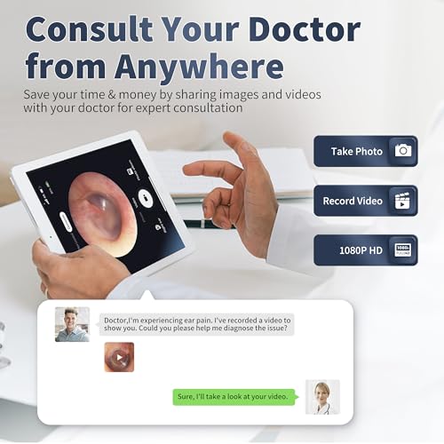 ear wax removal tool camera - ear cleaner with 1080p hd camera otoscope with light earwax removal kit for iphone ipad android phones green