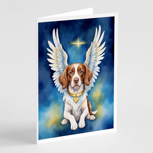 Caroline's Treasures Brittany Spaniel My Angel Greeting Cards Pack of 8 Blank Cards with Envelopes Whimsical A7 Size 5x7 Blank Note Cards