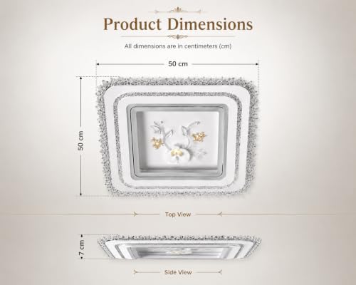 Image of FILLISKA Aluminium Luxurious 3 in 1 Led Ceiling /Wall Chandelier Light with 3 Step Colour Changing Function (Acrylic White Square-617-3SQ)