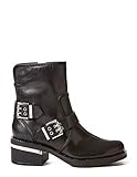 100% Piel Guess Botas Negras Piel Hebillas Moteras FIGI (39 - Negro)