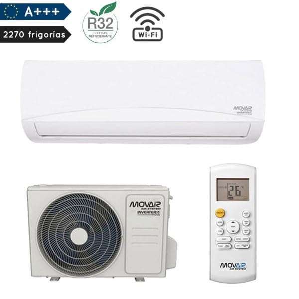 Bilake Aire Acondicionado Split Inverter 2270 frigorías, Bomba de Calor, Frio Calor, A++, A+++, R32 Gas más ecológico con Modulo WiFi