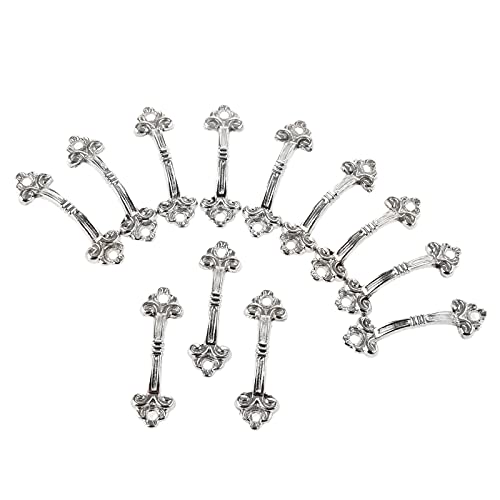 Dophee 12Pcs Antique Brass Decorative Handle Pull Knob For Mini Jewelry Box Drawer Cabinet Kitchen Cupboard - 1.89"X0.55" #TOP2