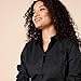 Amazon Essentials Women's Regular-Fit Long-Sleeve Button-Down Poplin Shirt, Black, Small