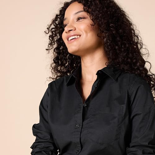 Amazon Essentials Womens Regular-Fit Long-Sleeve Button-Down Poplin Shirt