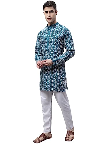 Image of Jompers Men's Cotton Embroidered Straight Kurta Pyjama Set