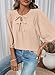 SHEWIN Womens Tops Babydoll Puff Sleeves Blouse 3/4 Sleeves Dressy Casual Bow Tie Flowy Elegant Loose Ladies Shirt Spring Summer 2026 Clothes White Apricot Size L