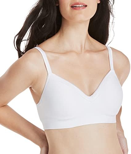 Hanes Women's Comfort Evolution Lace Wirefree Bra, White, Medium