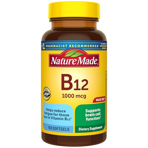 Nature Made Vitamin B12 1000 mcg, Dietary Supplement for Energy Metabolism Support, 150 Softgels, 150 Day Supply