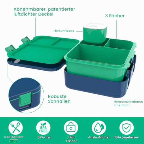 hombrima Lunchboxen, Bento Lunchbox Frischhaltedose mit Multi-Fächern für Jungen Mädchen Kinder Erwachsene Arbeit Schule Picknick Outdoor – Ansicht 2