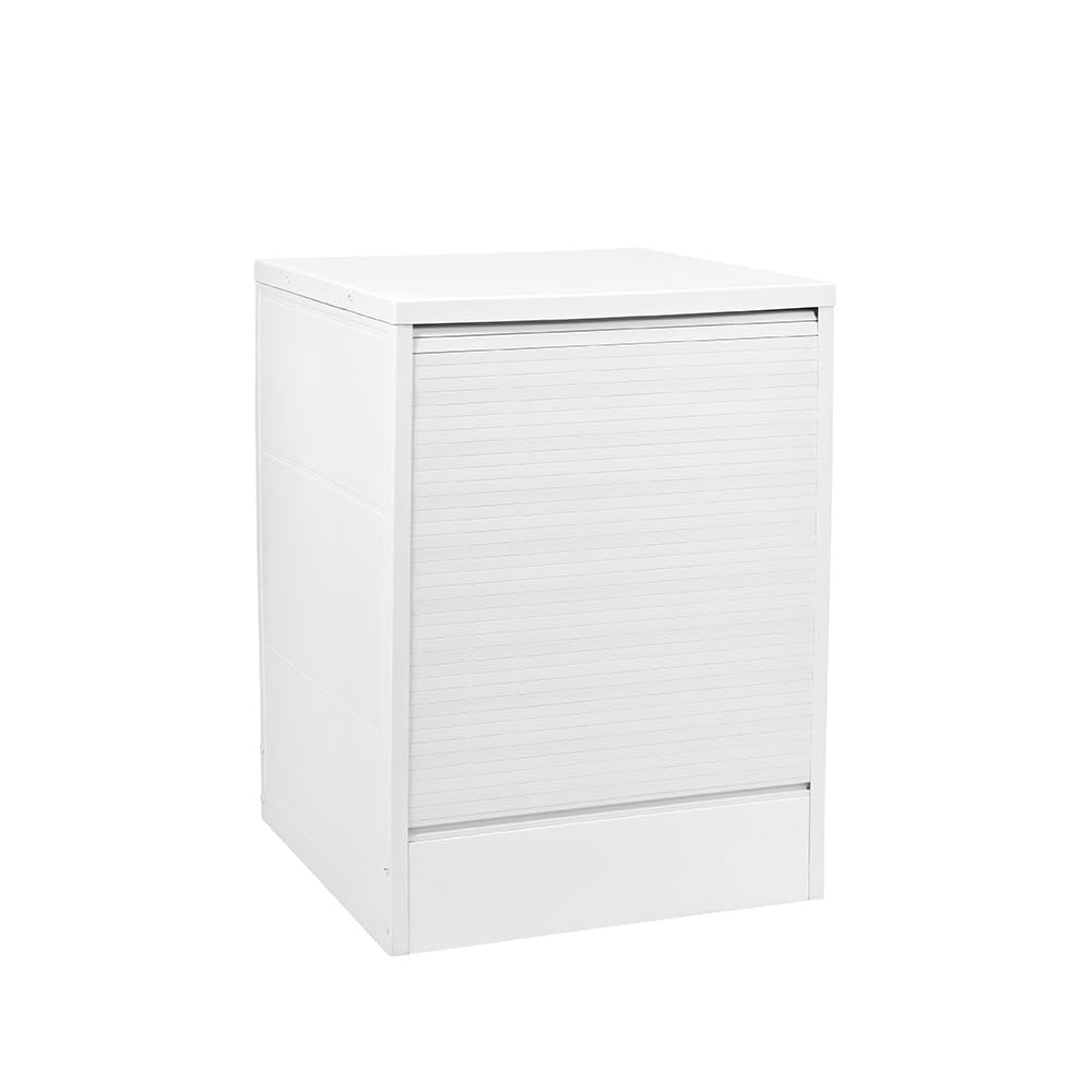Mobile Coprilavatrice Bianco - Apertura a Serranda, Struttura Polipropilene, Frontale, Lavanderia, Garage, per Interno, Esterno, Montaggio senza Viti, Piano d'appoggio - 65X68X88H CM