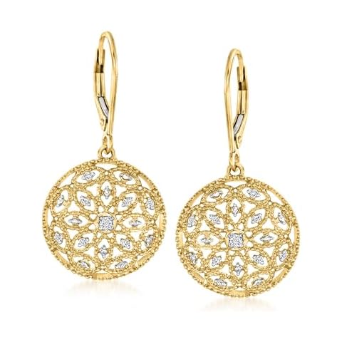 Ross-Simons 0.10 ct. t.w. Diamond Circle Drop Earrings in 18kt Gold Over Sterling Cover