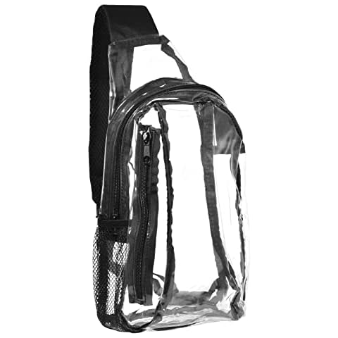 richao Clear Sling Bag, Transparent Chest Bag PVC One Strap Stadium Approved Mini Crossbody Shoulder Backpack, Casual Daypack & Men, Perfect For Travel, Watching Matches Or Concerts, Black Cover